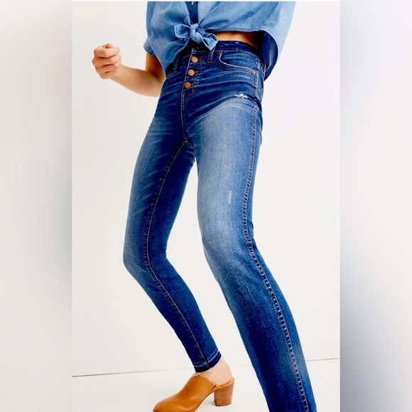 Madewell 10 Inch High Waist Drop Raw Hem Skinny Jeans - Picture 1 of 10